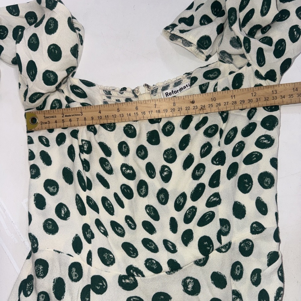 Reformation Hilda Long Sleeve Festival Fairy Cottagecore Green Polka Dot Dress 4 - Picture 13 of 16